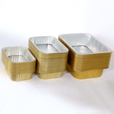 Tin Foil Round BBQ Tùy chỉnh Hộp đóng gói Hộp nhôm Bento Takeaway có nắp