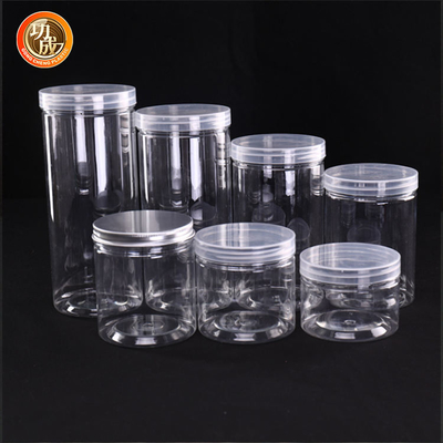 Rỗng Clear Candy Cookie Jar 500ml Lọ nhựa thực phẩm miệng rộng có nắp đậy bằng vít