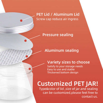 ODM OEM Clear Plastic Cookie Jar Lọ đựng gia vị có thể nạp lại cho thú cưng rỗng