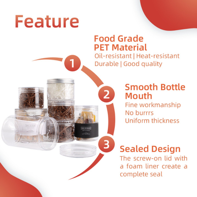 ODM OEM Clear Plastic Cookie Jar Lọ đựng gia vị có thể nạp lại cho thú cưng rỗng