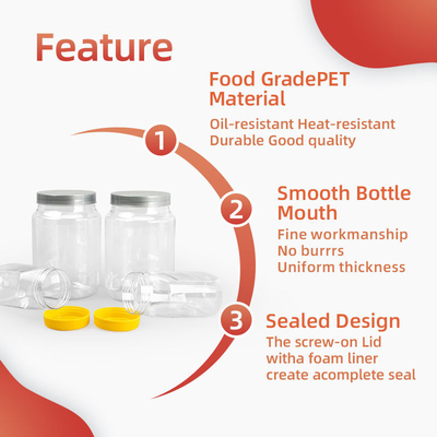 Chai mứt nhựa trong cấp thực phẩm 500ml 2000ml Pet Cookie Jar