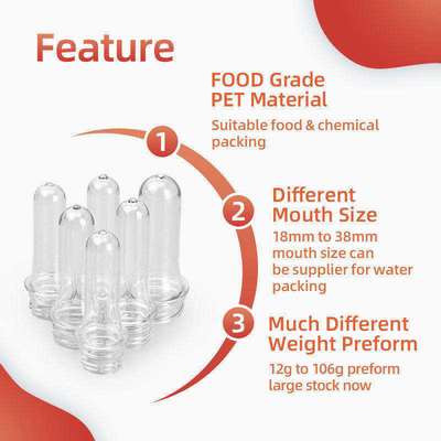 28mm 30mm 32mm Chai soda nước trái cây tạo phôi 5 Gallon PET Preform OEM