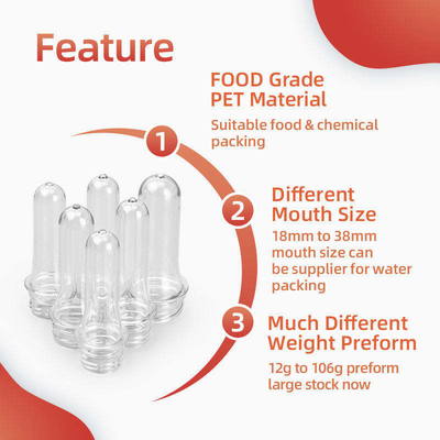Miệng rộng trong suốt PET Jar Preform 25mm 28mm
