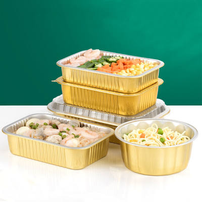 Lá nhôm vuông Tùy chỉnh Hộp đóng gói Khay đựng thức ăn bằng nhôm Takeaway dùng một lần