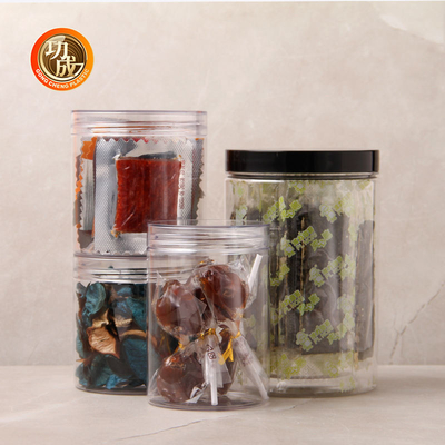 CQM Plastic Candy Cookie Jar Empty Clear Wide Mouth Food Storage Pet Plastic Jars (Thiếc bình bông)